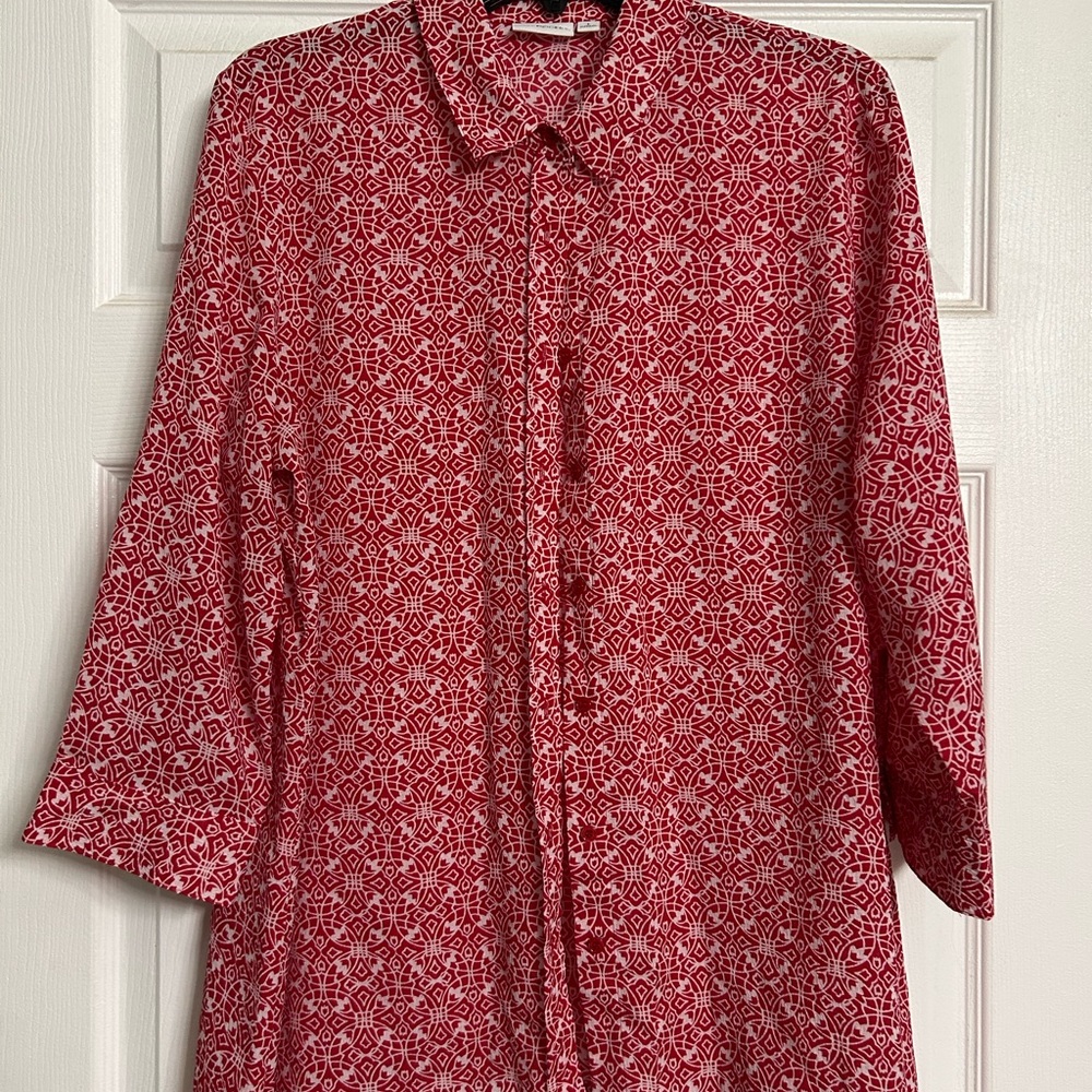 Kim Rogers Red Casual Button Down Shirt